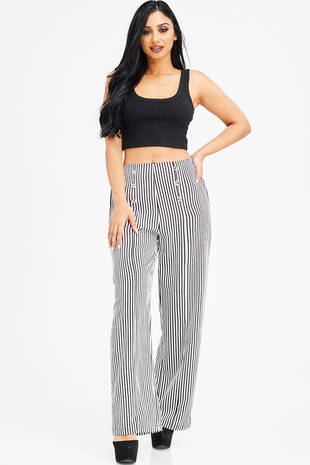 black striped high waisted pants